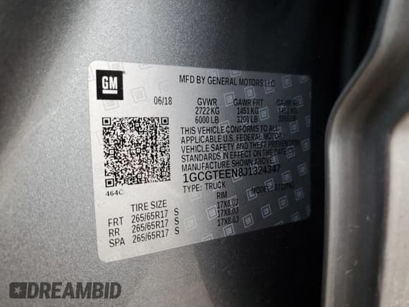 ✅ 2018 Chevrolet Colorado 4WD ZR2 • VIN: 1GCGTEEN8J1324347 • Лот: 42274513. Опубликован ранее на Copart с пробегом 67 013 миль. Бесплатный доступ к архиву аукционных продаж из США и подробный отчёт об истории автомобиля на DreamBid. Изображение 12.