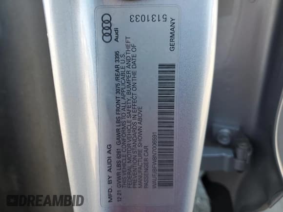 ✅ 2022 Audi e-tron GT Premium Plus • VIN: WAUFJBFW8N7006591 • Lot: 71233664. Listed on Copart with 41,317 mi. Free auction sales archive from the USA and detailed vehicle history report at DreamBid. Image 12.