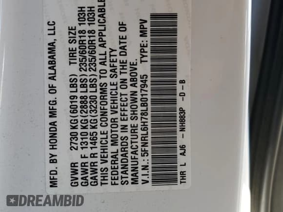 ✅ 2020 Honda Odyssey EX-L • VIN: 5FNRL6H78LB017945 • Лот: 85529325. Опубликован ранее на Copart с пробегом 103 089 миль. Бесплатный доступ к архиву аукционных продаж из США и подробный отчёт об истории автомобиля на DreamBid. Изображение 13.