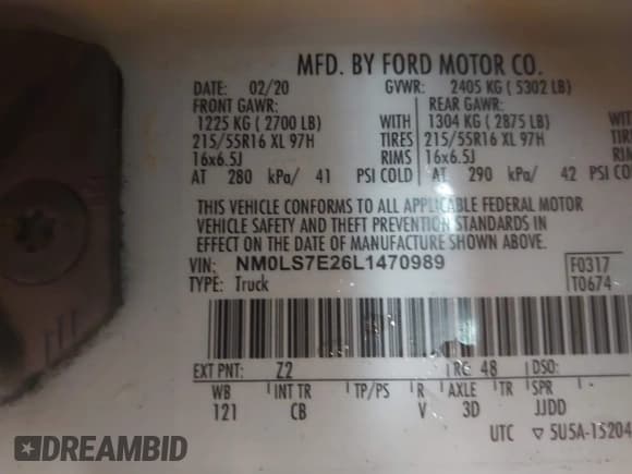 ✅ 2020 Ford Transit Connect XL • VIN: NM0LS7E26L1470989 • Лот: 42996857. Опубликован ранее на IAAI с пробегом 195 264 миль. Бесплатный доступ к архиву аукционных продаж из США и подробный отчёт об истории автомобиля на DreamBid. Изображение 9.