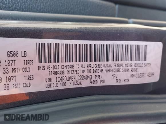 2020 Dodge Durango SXT Plus с VIN 1C4RDJAG7LC224043, выставлен на аукционе IAAI как лот 43006991 с пробегом 74 477 миль миль и . История ставок и продаж доступна на DreamBid. Изображение 9.