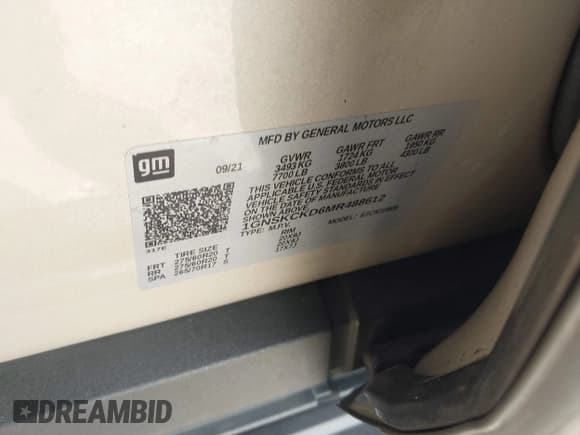 ✅ 2021 Chevrolet Suburban LT • VIN: 1GNSKCKD6MR488612 • Lot: 43438390. Listed on IAAI with 106,500 mi. Free auction sales archive from the USA and detailed vehicle history report at DreamBid. Image 9.