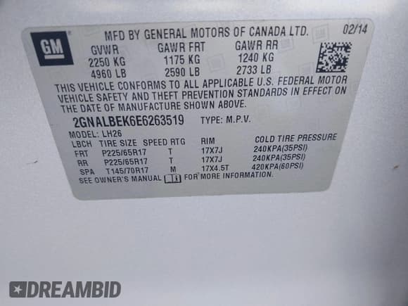 ✅ 2014 Chevrolet Equinox LT • VIN: 2GNALBEK6E6263519 • Лот: 43482587. Опубликован ранее на IAAI с пробегом 163 096 миль. Бесплатный доступ к архиву аукционных продаж из США и подробный отчёт об истории автомобиля на DreamBid. Изображение 9.