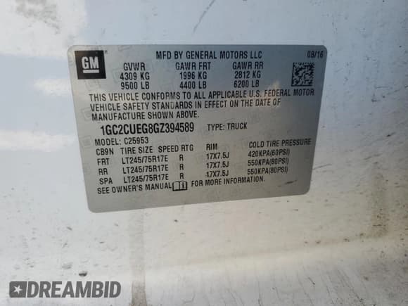 ✅ 2016 Chevrolet Silverado 2500HD Work Truck • VIN: 1GC2CUEG8GZ394589 • Lot: 85757395. Wystawiony na Copart z przebiegiem 178 560 mil. Bezpłatny archiwum sprzedaży aukcyjnych z USA i szczegółowy raport historii pojazdu na DreamBid. Zdjęcie 13.