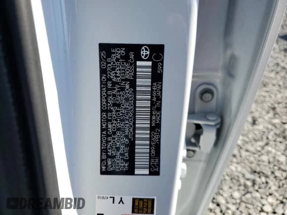 2025 Toyota Prius SE z VIN JTDACACU9S3043379, wystawiony jako Copart lot #85342555 z przebiegiem 3 866 mil mil oraz Szkoda całkowita • Salvage title. Historia ofert i sprzedaży dostępna na DreamBid. Obrazek 12.