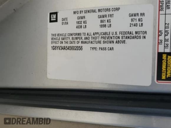 ✅ 2004 Cadillac XLR • VIN: 1G6YV34A545602056 • Lot: 66506514. Wystawiony na Copart z przebiegiem Nie podano. Bezpłatny archiwum sprzedaży aukcyjnych z USA i szczegółowy raport historii pojazdu na DreamBid. Zdjęcie 13.