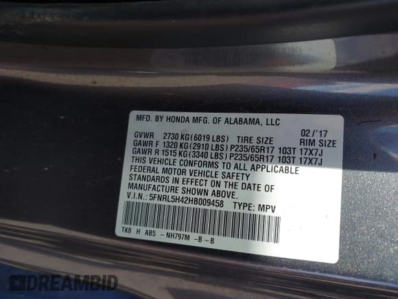 ✅ 2017 Honda Odyssey EX • VIN: 5FNRL5H42HB009458 • Lot: 42344461. Wystawiony na IAAI z przebiegiem 102 226 mil. Bezpłatny archiwum sprzedaży aukcyjnych z USA i szczegółowy raport historii pojazdu na DreamBid. Zdjęcie 9.