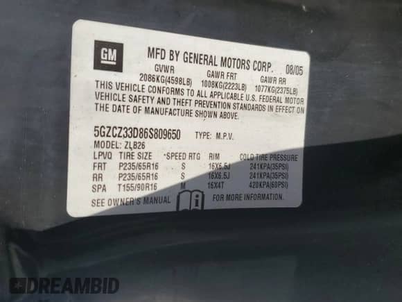 2006 Saturn VUE z VIN 5GZCZ33D86S809650, wystawiony jako Copart lot #75337814 z przebiegiem 174 203 mil mil oraz Szkoda całkowita • Salvage title. Historia ofert i sprzedaży dostępna na DreamBid. Obrazek 13.