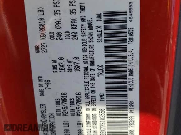 2007 Dodge Dakota ST with VIN 1D7HE22K77S103550, listed as a Copart auction lot 55873044 with 70,887 mi miles and Clean title. Bid and sale history available at DreamBid. Image 12.