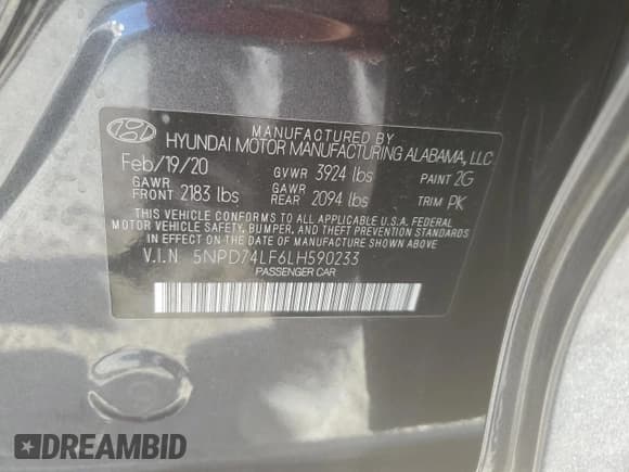 ✅ 2020 Hyundai Elantra SE • VIN: 5NPD74LF6LH590233 • Лот: 83837935. Опубликован ранее на Copart с пробегом 28 646 миль. Бесплатный доступ к архиву аукционных продаж из США и подробный отчёт об истории автомобиля на DreamBid. Изображение 12.