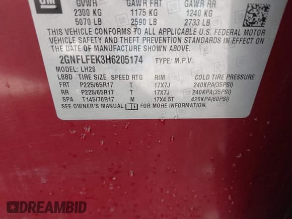 ✅ 2017 Chevrolet Equinox LT • VIN: 2GNFLFEK3H6205174 • Лот: 43089118. Опубликован ранее на IAAI с пробегом 56 462 миль. Бесплатный доступ к архиву аукционных продаж из США и подробный отчёт об истории автомобиля на DreamBid. Изображение 9.