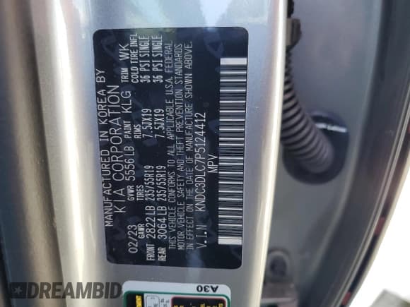 ✅ 2023 Kia EV6 Wind • VIN: KNDC3DLC7P5124412 • Лот: 66167044. Опубликован ранее на Copart с пробегом 4 305 миль. Бесплатный доступ к архиву аукционных продаж из США и подробный отчёт об истории автомобиля на DreamBid. Изображение 14.