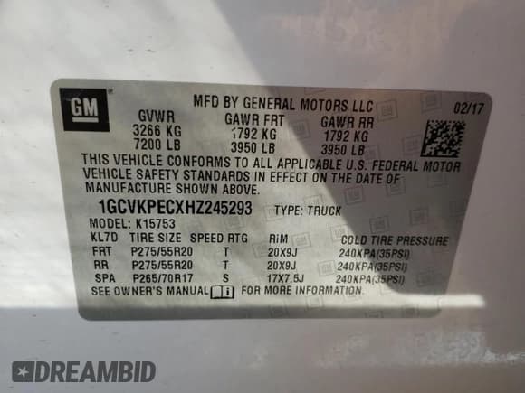 ✅ 2017 Chevrolet Silverado 1500 Custom • VIN: 1GCVKPECXHZ245293 • Лот: 71495884. Опубликован ранее на Copart с пробегом Не указан. Бесплатный доступ к архиву аукционных продаж из США и подробный отчёт об истории автомобиля на DreamBid. Изображение 11.