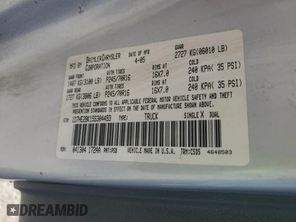 ✅ 2005 Dodge Dakota ST • VIN: 1D7HE28K15S304493 • Lot: 66843145. Wystawiony na Copart z przebiegiem 204 199 mil. Bezpłatny archiwum sprzedaży aukcyjnych z USA i szczegółowy raport historii pojazdu na DreamBid. Zdjęcie 12.