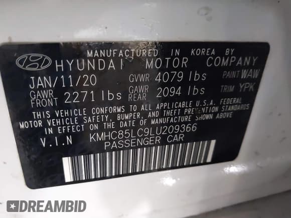 ✅ 2020 Hyundai Ioniq SEL • VIN: KMHC85LC9LU209366 • Lot: 41248182. Wystawiony na IAAI z przebiegiem 120 121 mil. Bezpłatny archiwum sprzedaży aukcyjnych z USA i szczegółowy raport historii pojazdu na DreamBid. Zdjęcie 9.