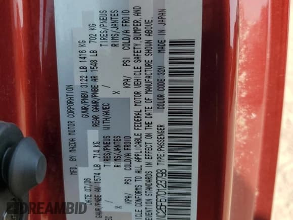 ✅ 2007 Mazda MX-5 Miata Grand Touring • VIN: JM1NC26F670123798 • Лот: 67253984. Опубликован ранее на Copart с пробегом 81 257 миль. Бесплатный доступ к архиву аукционных продаж из США и подробный отчёт об истории автомобиля на DreamBid. Изображение 12.