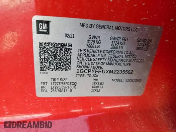 ✅ 2021 Chevrolet Silverado 1500 LT Trail Boss • VIN: 1GCPYFEDXMZ235562 • Лот: 69144715. Опубликован ранее на Copart с пробегом 67 042 миль. Бесплатный доступ к архиву аукционных продаж из США и подробный отчёт об истории автомобиля на DreamBid. Изображение 13.