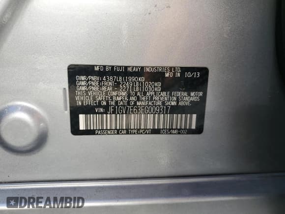 ✅ 2014 Subaru WRX WRX • VIN: JF1GV7E63EG009317 • Лот: 81914015. Опубликован ранее на Copart с пробегом 71 361 миль. Бесплатный доступ к архиву аукционных продаж из США и подробный отчёт об истории автомобиля на DreamBid. Изображение 12.