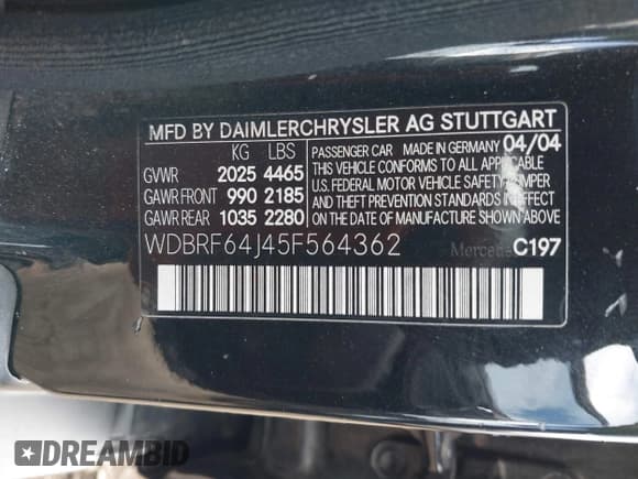 ✅ 2005 Mercedes-Benz C 320 • VIN: WDBRF64J45F564362 • Lot: 41539112. Wystawiony na IAAI z przebiegiem 170 847 mil. Bezpłatny archiwum sprzedaży aukcyjnych z USA i szczegółowy raport historii pojazdu na DreamBid. Zdjęcie 9.