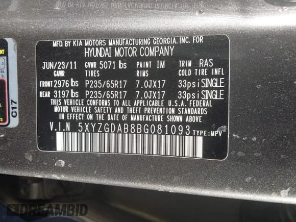 ✅ 2011 Hyundai Santa Fe GLS • VIN: 5XYZGDAB8BG081093 • Лот: 43420561. Опубликован ранее на IAAI с пробегом 198 505 миль. Бесплатный доступ к архиву аукционных продаж из США и подробный отчёт об истории автомобиля на DreamBid. Изображение 9.