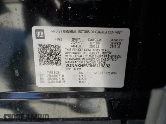 ✅ 2022 Chevrolet Equinox LS • VIN: 2GNAXHEV0N6118882 • Lot: 49703485. Wystawiony na Copart z przebiegiem 50 699 mil. Bezpłatny archiwum sprzedaży aukcyjnych z USA i szczegółowy raport historii pojazdu na DreamBid. Zdjęcie 12.