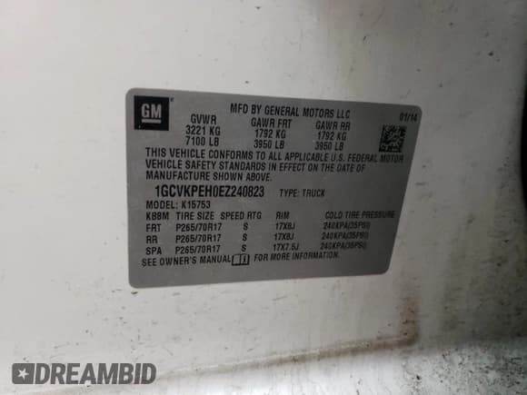 ✅ 2014 Chevrolet Silverado 1500 Work Truck • VIN: 1GCVKPEH0EZ240823 • Лот: 56601004. Опубликован ранее на Copart с пробегом 266 556 миль. Бесплатный доступ к архиву аукционных продаж из США и подробный отчёт об истории автомобиля на DreamBid. Изображение 14.