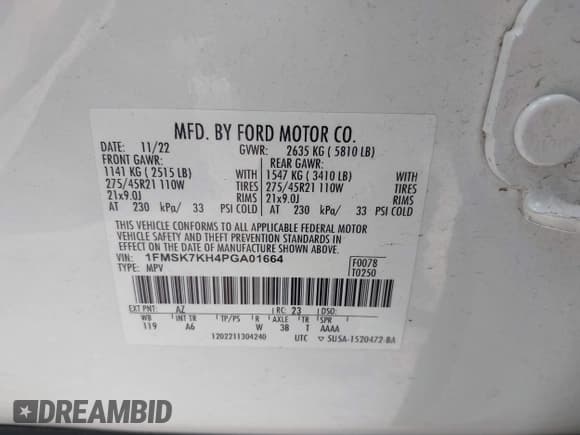 ✅ 2023 Ford Explorer ST-Line • VIN: 1FMSK7KH4PGA01664 • Lot: 42019932. Wystawiony na IAAI z przebiegiem 84 530 mil. Bezpłatny archiwum sprzedaży aukcyjnych z USA i szczegółowy raport historii pojazdu na DreamBid. Zdjęcie 9.