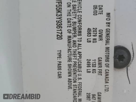 2000 Chevrolet Impala с VIN 2G1WF55K3Y9361720, выставлен на аукционе Copart как лот 42330345 с пробегом 63 877 миль миль и Чистый • Clean title. История ставок и продаж доступна на DreamBid. Изображение 12.