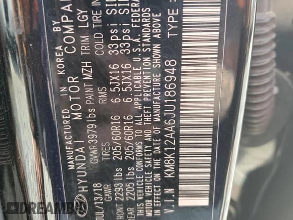 ✅ 2018 Hyundai Kona SE • VIN: KM8K12AA6JU186948 • Лот: 48997304. Опубликован ранее на Copart с пробегом 93 196 миль. Бесплатный доступ к архиву аукционных продаж из США и подробный отчёт об истории автомобиля на DreamBid. Изображение 13.