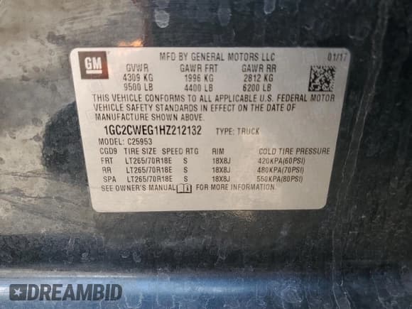 ✅ 2017 Chevrolet Silverado 1500 • VIN: 1GC2CWEG1HZ212132 • Лот: 80614005. Опубликован ранее на Copart с пробегом 65 977 миль. Бесплатный доступ к архиву аукционных продаж из США и подробный отчёт об истории автомобиля на DreamBid. Изображение 12.