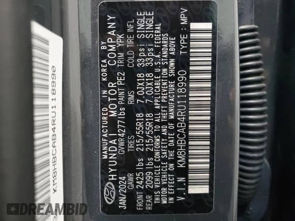 2024 Hyundai Kona SEL with VIN KM8HBCAB4RU118990, listed as a Copart auction lot 45368535 with 14,221 mi miles and Clean title. Bid and sale history available at DreamBid. Image 14.