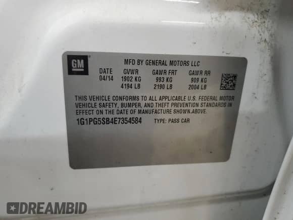 2014 Chevrolet Cruze LTZ with VIN 1G1PG5SB4E7354584, listed as a Copart auction lot 70657045 with 118,174 mi miles and Salvage title. Bid and sale history available at DreamBid. Image 12.