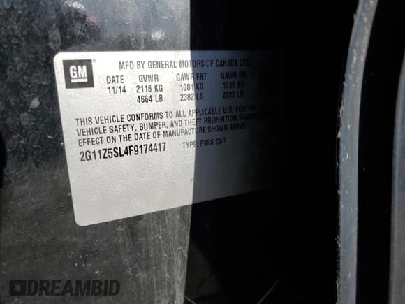 ✅ 2015 Chevrolet Impala LS • VIN: 2G11Z5SL4F9174417 • Лот: 74843454. Опубликован ранее на Copart с пробегом 178 442 миль. Бесплатный доступ к архиву аукционных продаж из США и подробный отчёт об истории автомобиля на DreamBid. Изображение 12.