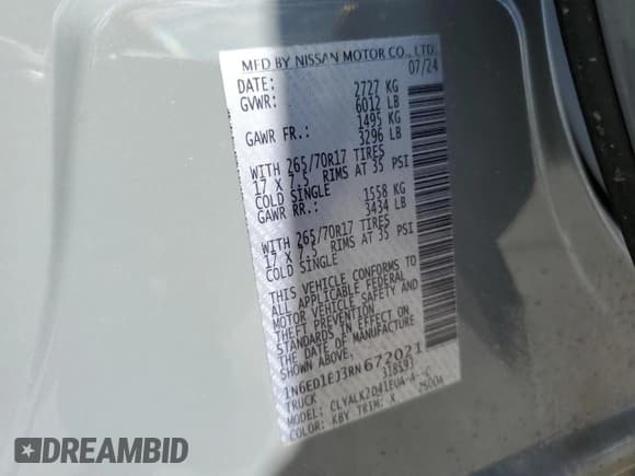 ✅ 2024 Nissan Frontier SL • VIN: 1N6ED1EJ3RN672021 • Лот: 58386945. Опубликован ранее на Copart с пробегом 3 675 миль. Бесплатный доступ к архиву аукционных продаж из США и подробный отчёт об истории автомобиля на DreamBid. Изображение 12.