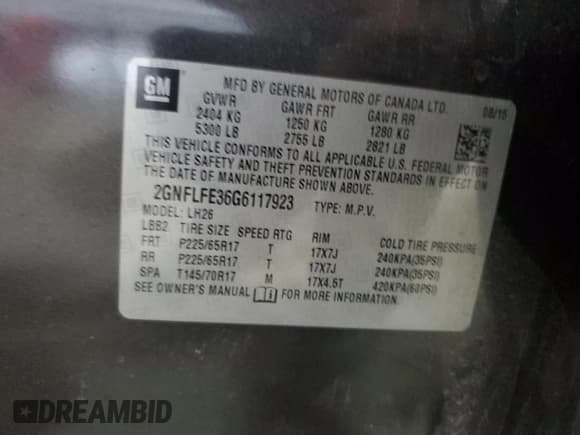 ✅ 2016 Chevrolet Equinox LT • VIN: 2GNFLFE36G6117923 • Лот: 64596755. Опубликован ранее на Copart с пробегом 53 932 миль. Бесплатный доступ к архиву аукционных продаж из США и подробный отчёт об истории автомобиля на DreamBid. Изображение 14.