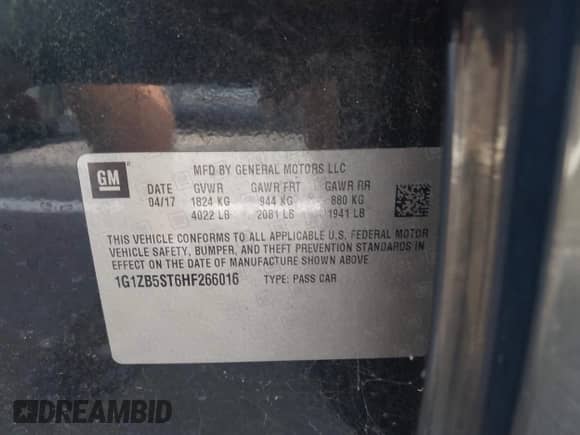 2017 Chevrolet Malibu LS with VIN 1G1ZB5ST6HF266016, listed as a IAAI auction lot 43314744 with 173,251 mi miles and . Bid and sale history available at DreamBid. Image 9.