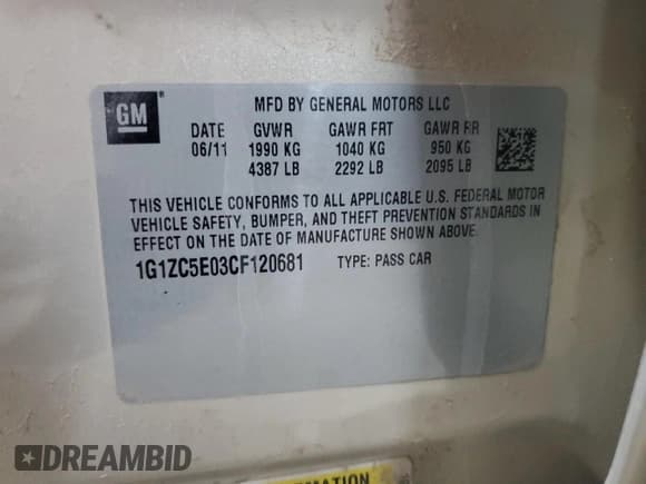 ✅ 2012 Chevrolet Malibu 1LT • VIN: 1G1ZC5E03CF120681 • Lot: 74019774. Listed on Copart with 86,646 mi. Free auction sales archive from the USA and detailed vehicle history report at DreamBid. Image 12.