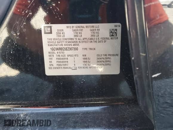 2014 Chevrolet Silverado 1500 LT with VIN 1GCVKREC5EZ367390, listed as a Copart auction lot 81121905 with 83,301 mi miles and Salvage title. Bid and sale history available at DreamBid. Image 12.