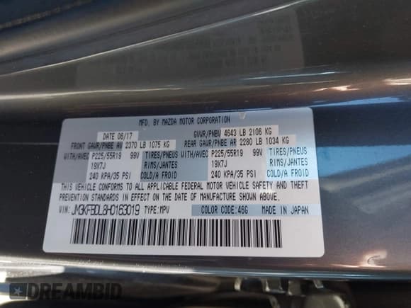 ✅ 2017 Mazda CX-5 Grand Touring • VIN: JM3KFBDL8H0163019 • Lot: 43535454. Listed on IAAI with 101,011 mi. Free auction sales archive from the USA and detailed vehicle history report at DreamBid. Image 9.