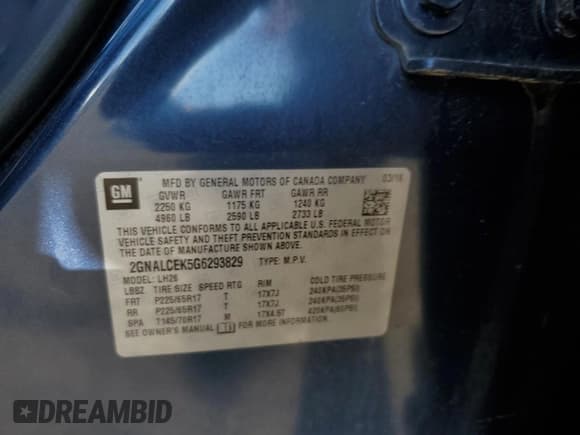 ✅ 2016 Chevrolet Equinox LT • VIN: 2GNALCEK5G6293829 • Лот: 89887395. Опубликован ранее на Copart с пробегом 81 097 миль. Бесплатный доступ к архиву аукционных продаж из США и подробный отчёт об истории автомобиля на DreamBid. Изображение 13.