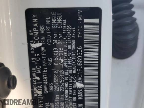 2014 Hyundai Tucson SE z VIN KM8JU3AG1EU889506, wystawiony jako Copart lot #84914605 z przebiegiem 147 809 mil mil oraz Szkoda całkowita • Salvage title. Historia ofert i sprzedaży dostępna na DreamBid. Obrazek 13.