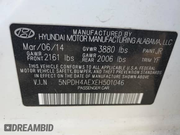 2014 Hyundai Elantra SE z VIN 5NPDH4AEXEH501046, wystawiony jako Copart lot #78698244 z przebiegiem 95 904 mil mil oraz Szkoda całkowita • Salvage title. Historia ofert i sprzedaży dostępna na DreamBid. Obrazek 12.