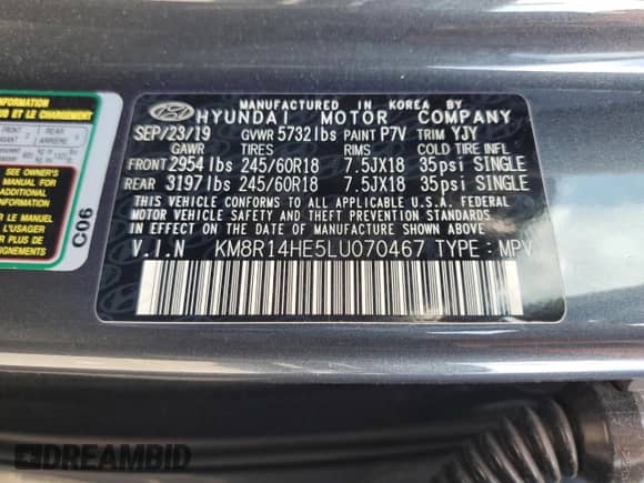 2020 Hyundai Palisade SE с VIN KM8R14HE5LU070467, выставлен на аукционе Copart как лот 72201624 с пробегом 97 940 миль миль и Списание • Salvage title. История ставок и продаж доступна на DreamBid. Изображение 13.