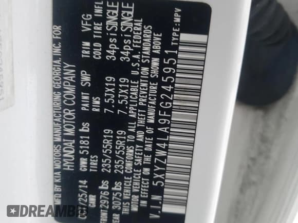 ✅ 2015 Hyundai Santa Fe • VIN: 5XYZW4LA9FG245951 • Лот: 38843274. Опубликован ранее на Copart с пробегом 143 884 миль. Бесплатный доступ к архиву аукционных продаж из США и подробный отчёт об истории автомобиля на DreamBid. Изображение 12.