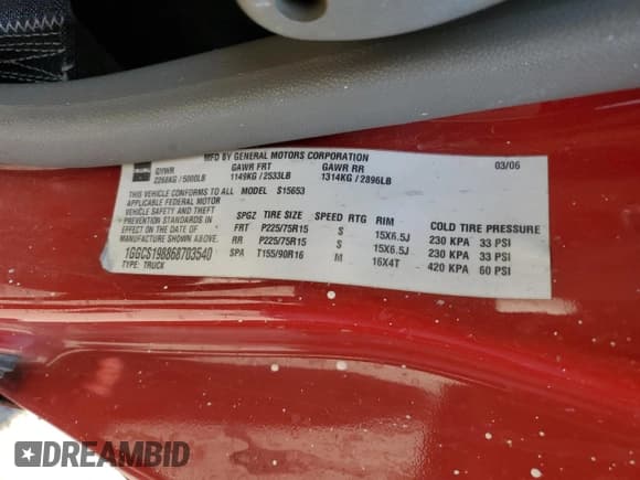 ✅ 2006 Isuzu i-Series S • VIN: 1GGCS198868703540 • Lot: 82094005. Wystawiony na Copart z przebiegiem 196 110 mil. Bezpłatny archiwum sprzedaży aukcyjnych z USA i szczegółowy raport historii pojazdu na DreamBid. Zdjęcie 13.