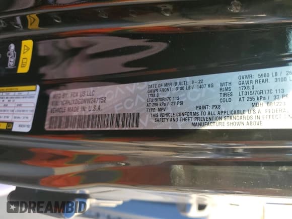 ✅ 2022 Jeep Wrangler Unlimited High Tide • VIN: 1C4HJXDG0NW247152 • Lot: 82371674. Listed on Copart with 32,417 mi. Free auction sales archive from the USA and detailed vehicle history report at DreamBid. Image 14.