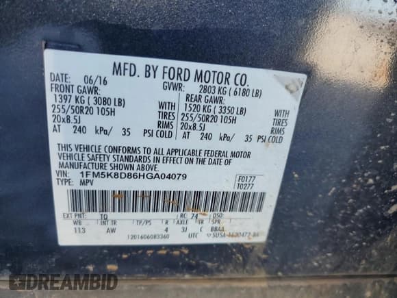 ✅ 2017 Ford Explorer XLT • VIN: 1FM5K8D86HGA04079 • Lot: 57795015. Wystawiony na Copart z przebiegiem 140 621 mil. Bezpłatny archiwum sprzedaży aukcyjnych z USA i szczegółowy raport historii pojazdu na DreamBid. Zdjęcie 13.