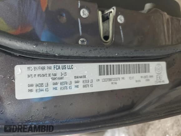 ✅ 2015 Dodge Dart SXT • VIN: 1C3CDFBB6FD223278 • Lot: 60159245. Listed on Copart with 105,741 mi. Free auction sales archive from the USA and detailed vehicle history report at DreamBid. Image 12.