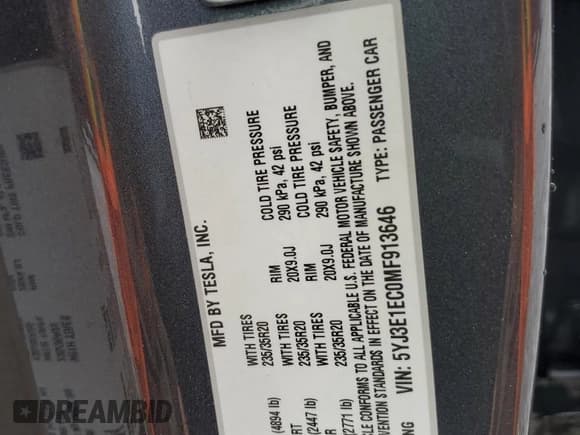 ✅ 2021 Tesla Model 3 Performance • VIN: 5YJ3E1EC0MF913646 • Lot: 53123625. Wystawiony na Copart z przebiegiem 40 005 mil. Bezpłatny archiwum sprzedaży aukcyjnych z USA i szczegółowy raport historii pojazdu na DreamBid. Zdjęcie 12.