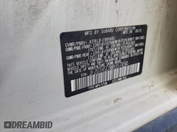 ✅ 2021 Subaru Crosstrek Special Sports • VIN: JF2GTHSC8MH357494 • Lot: 86329215. Wystawiony na Copart z przebiegiem 37 716 mil. Bezpłatny archiwum sprzedaży aukcyjnych z USA i szczegółowy raport historii pojazdu na DreamBid. Zdjęcie 14.